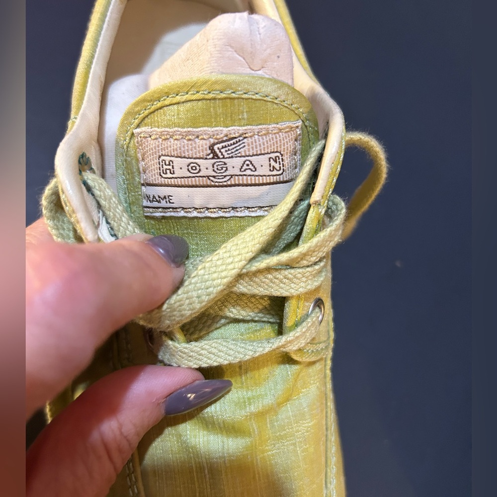 Hogan Luxury Sneakers US 6.5 Low-Top MSRP $545 Green Silk Leather